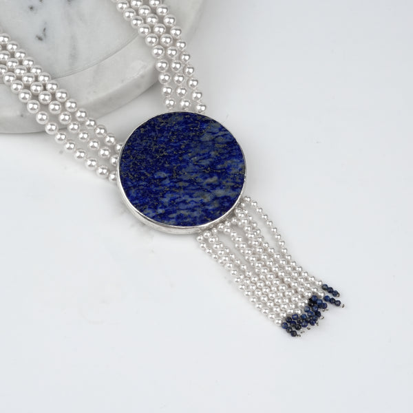 Luxe Necklace – Lapis Lazuli & Pearls