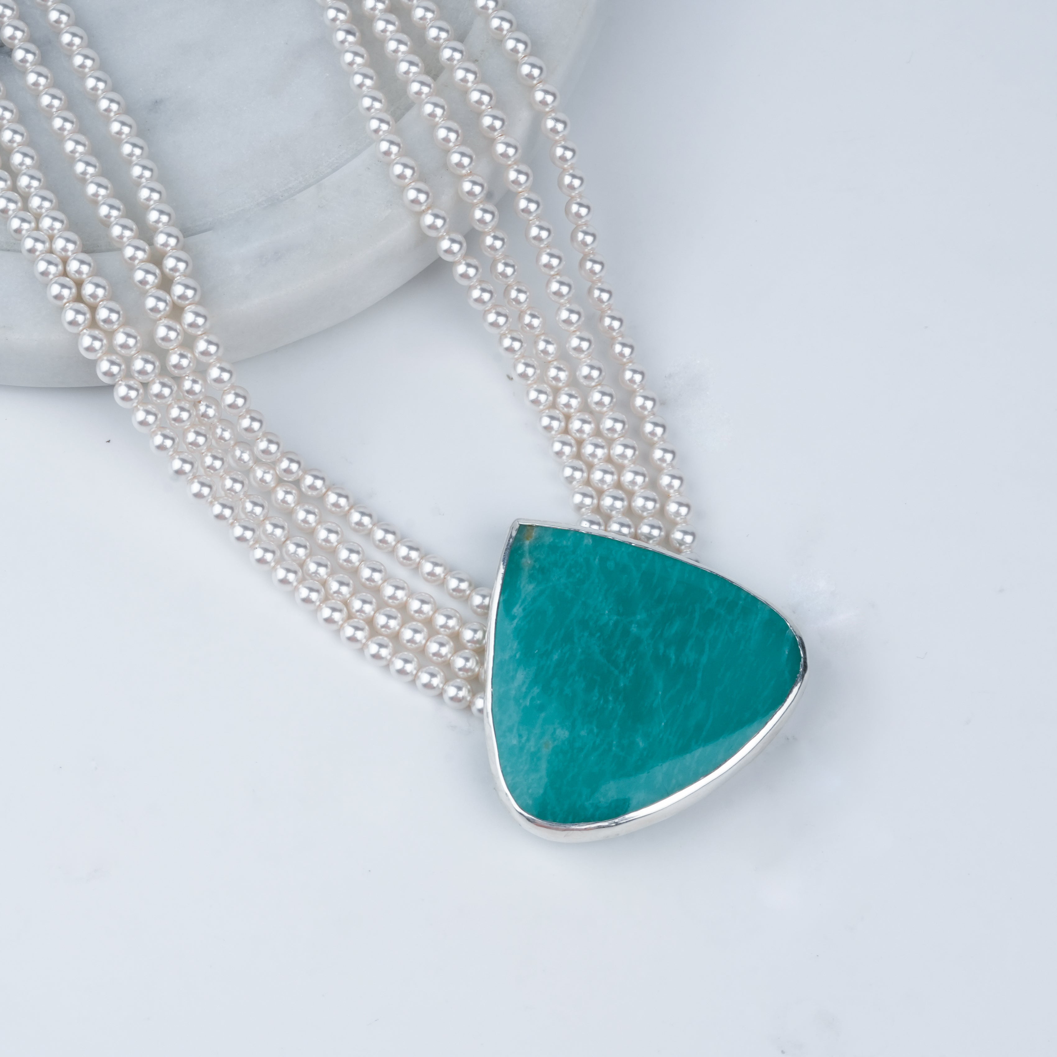 Luxe Necklace – Amazonite & Pearls