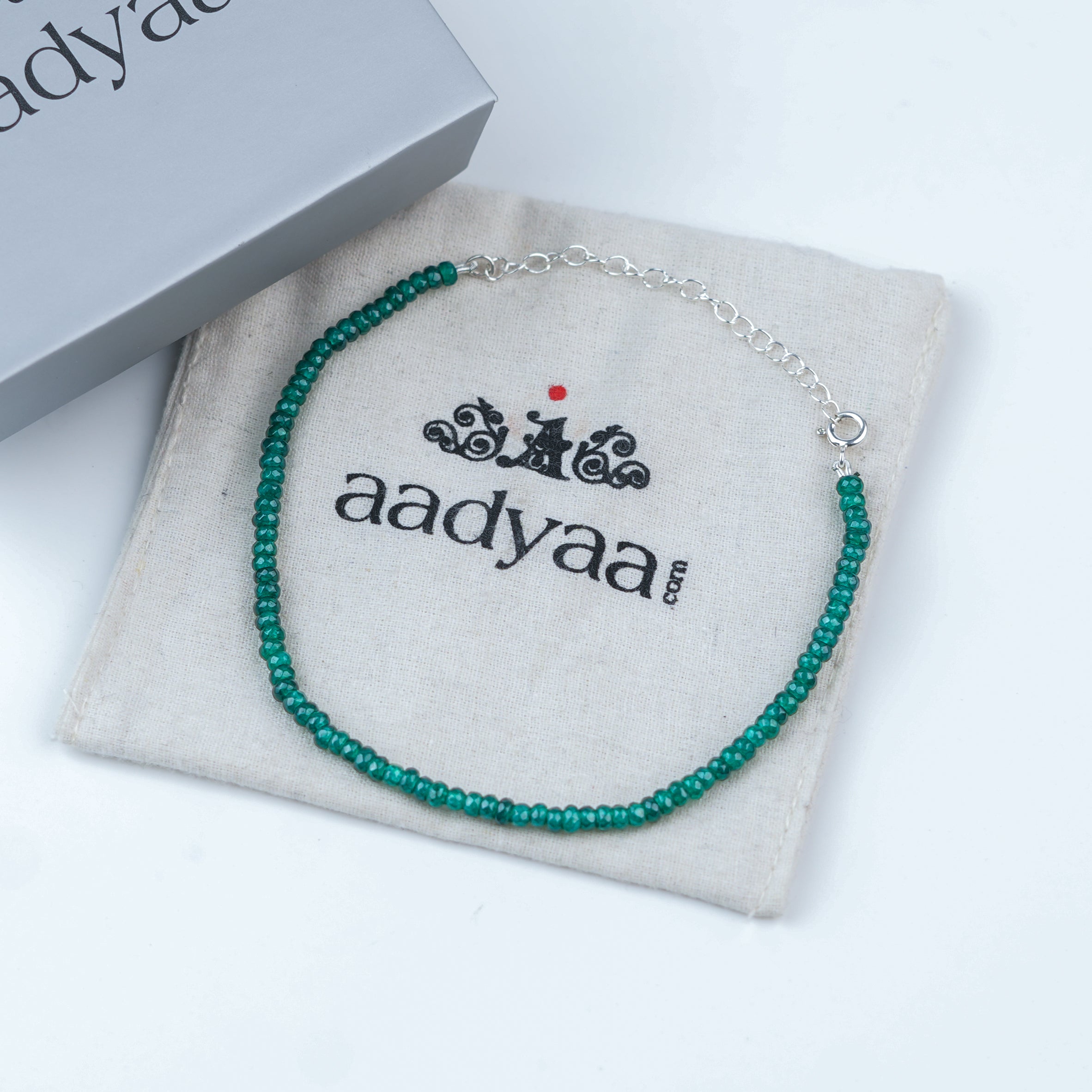 Green Onyx Silver Anklet (Project Handmade)