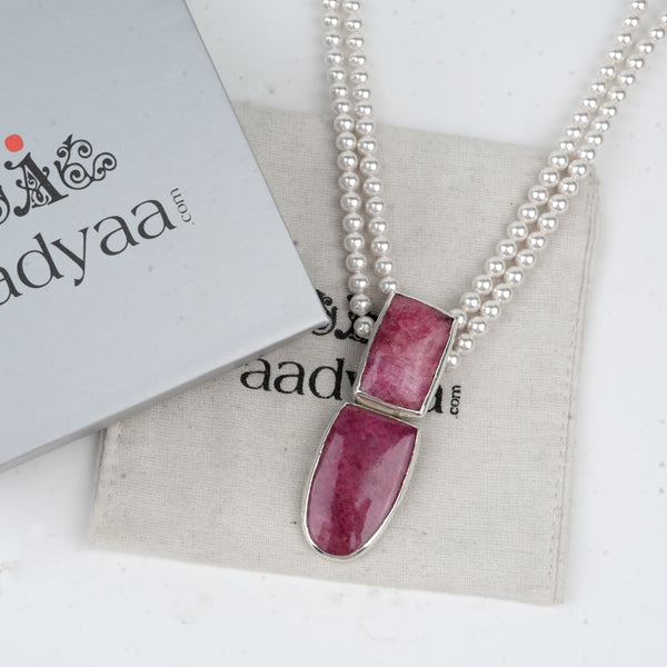 Luxe Necklace – Rhodonite & Pearls