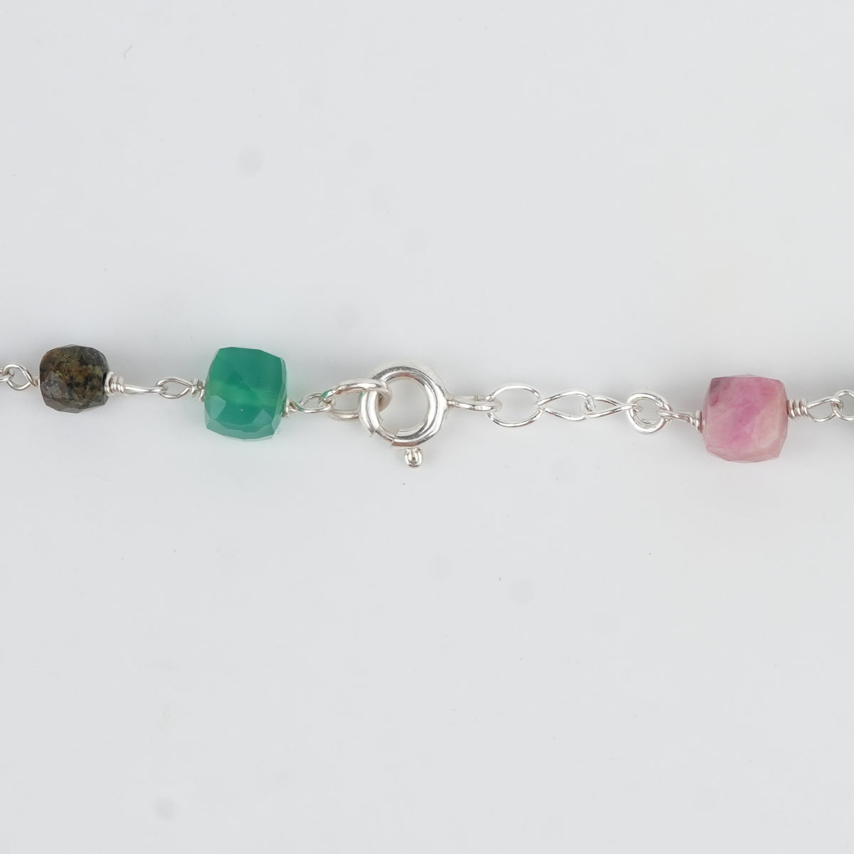 Luxe Necklace – Square Labradorite & Multicolour Stone Ganthan