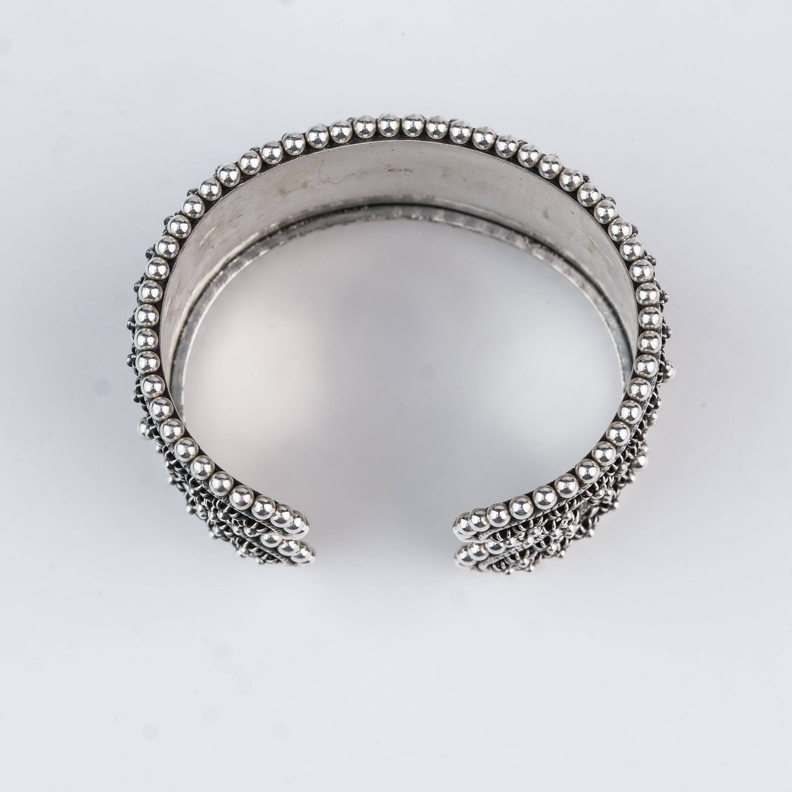 Silver Oxidised Filigree Statement Bracelet