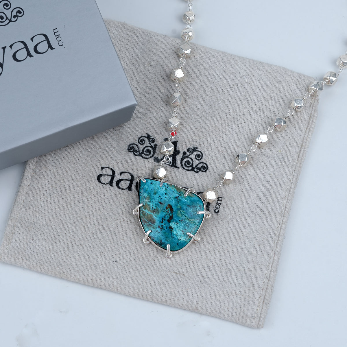 Luxe Necklace – Chrysocolla & Ashtapailu Ganthan