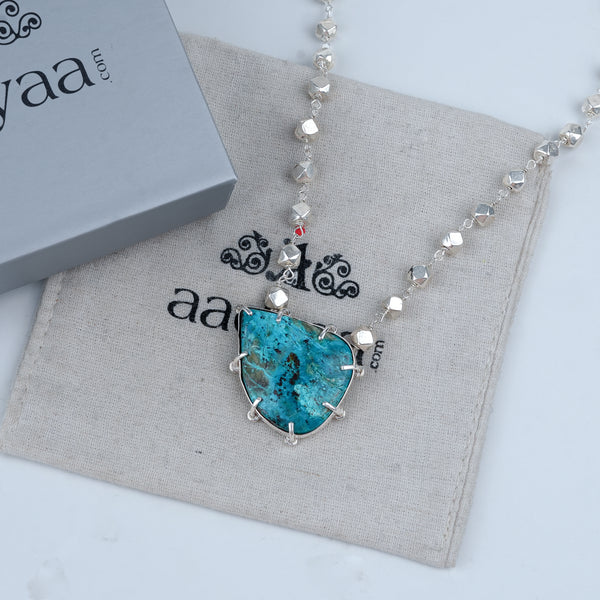 Luxe Necklace – Chrysocolla & Ashtapailu Ganthan
