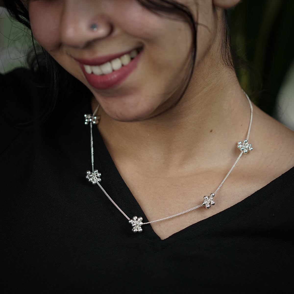 wear Silver Ghungroo Short Chain for ethnic look