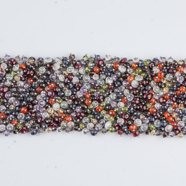 Silver Statement Bracelet with Multicolour Stones