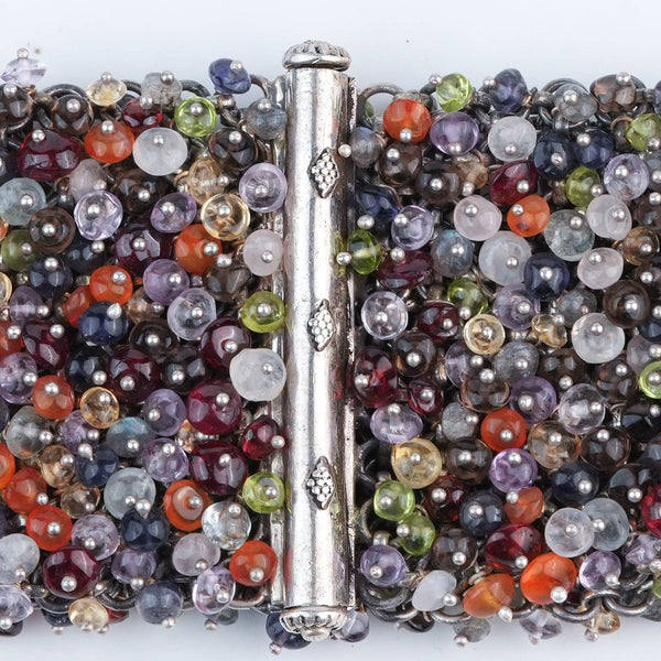 Silver Statement Bracelet with Multicolour Stones