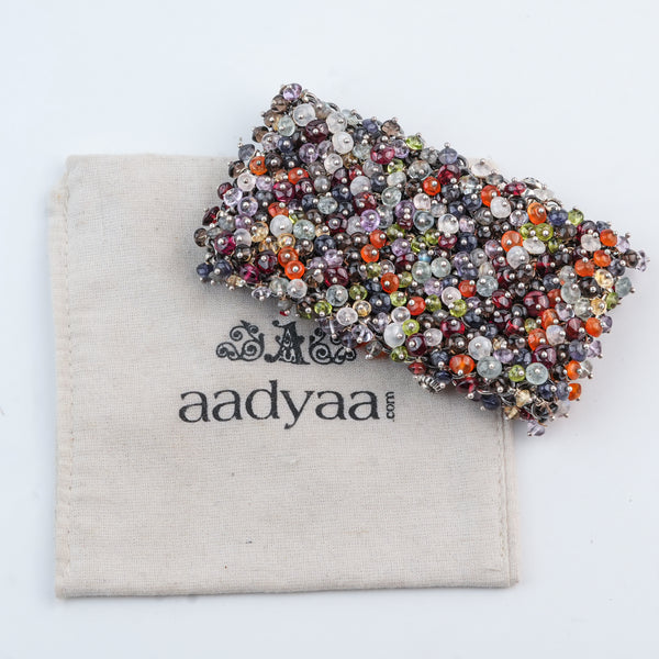 Silver Statement Bracelet with Multicolour Stones