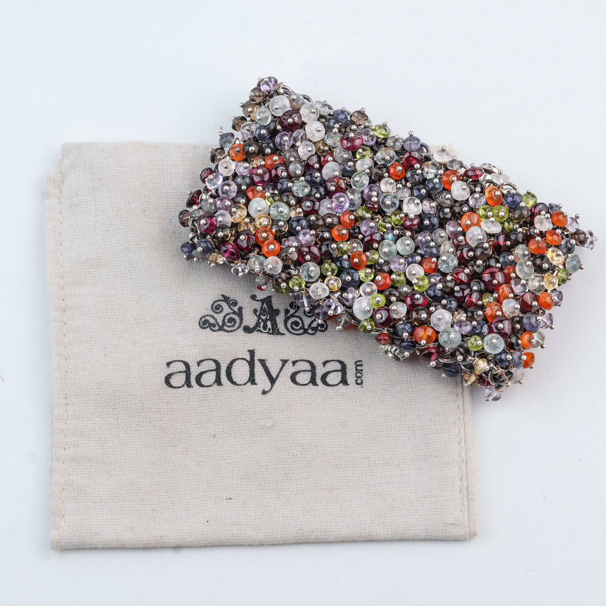 Silver Statement Bracelet with Multicolour Stones