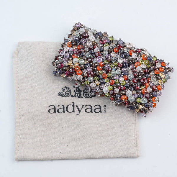Silver Statement Bracelet with Multicolour Stones