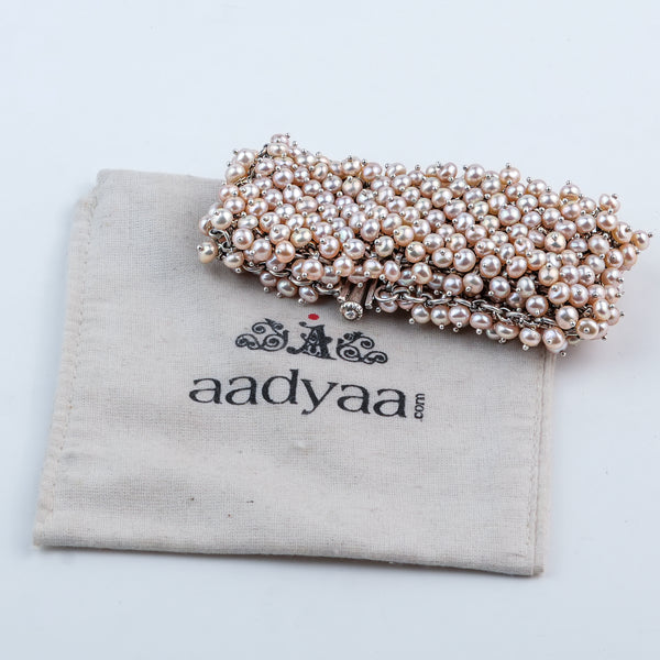 Silver Statement Bracelet with Freshwater Pearls
