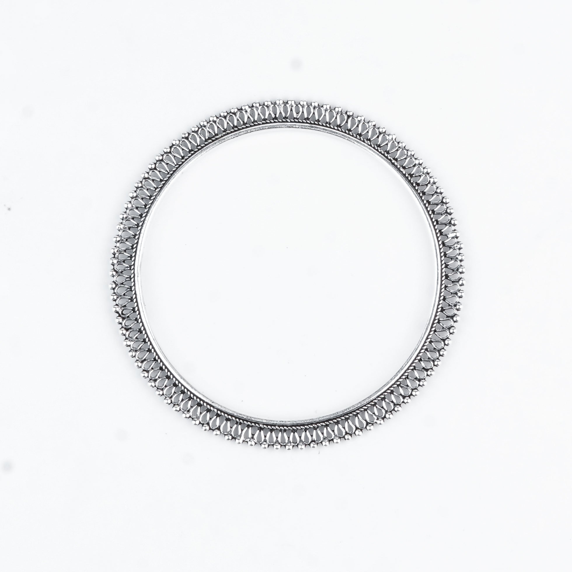 Silver Oxidised Filigree Bangle