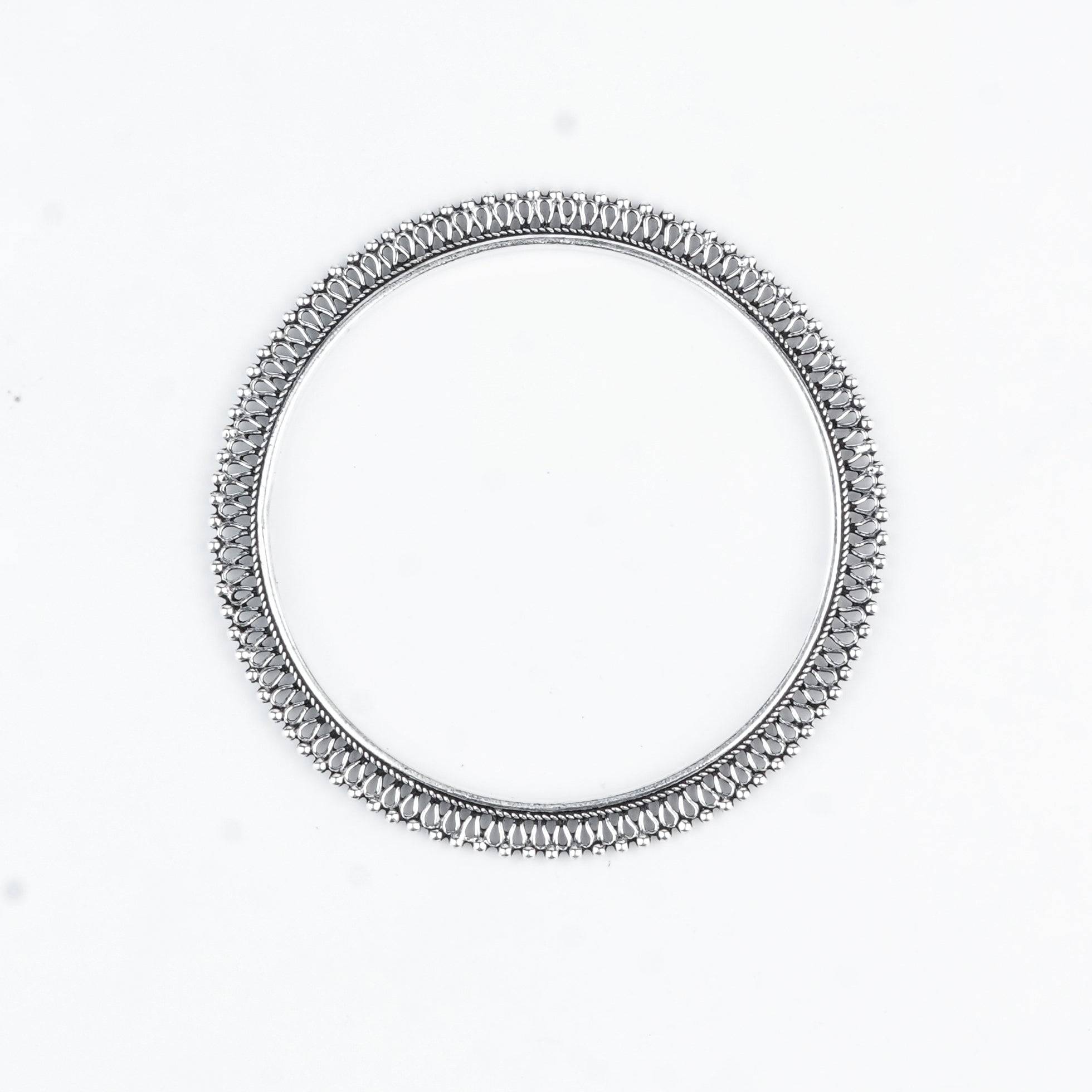 Silver Oxidised Filigree Bangle