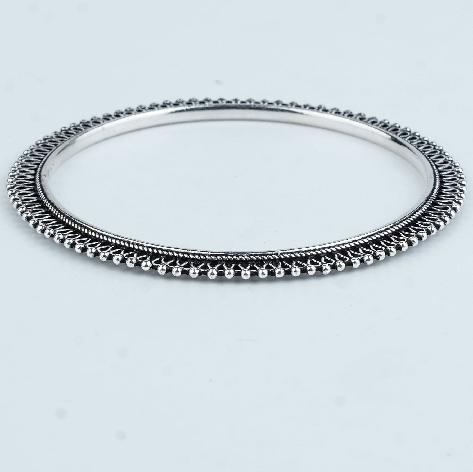 Silver Oxidised Filigree Bangle