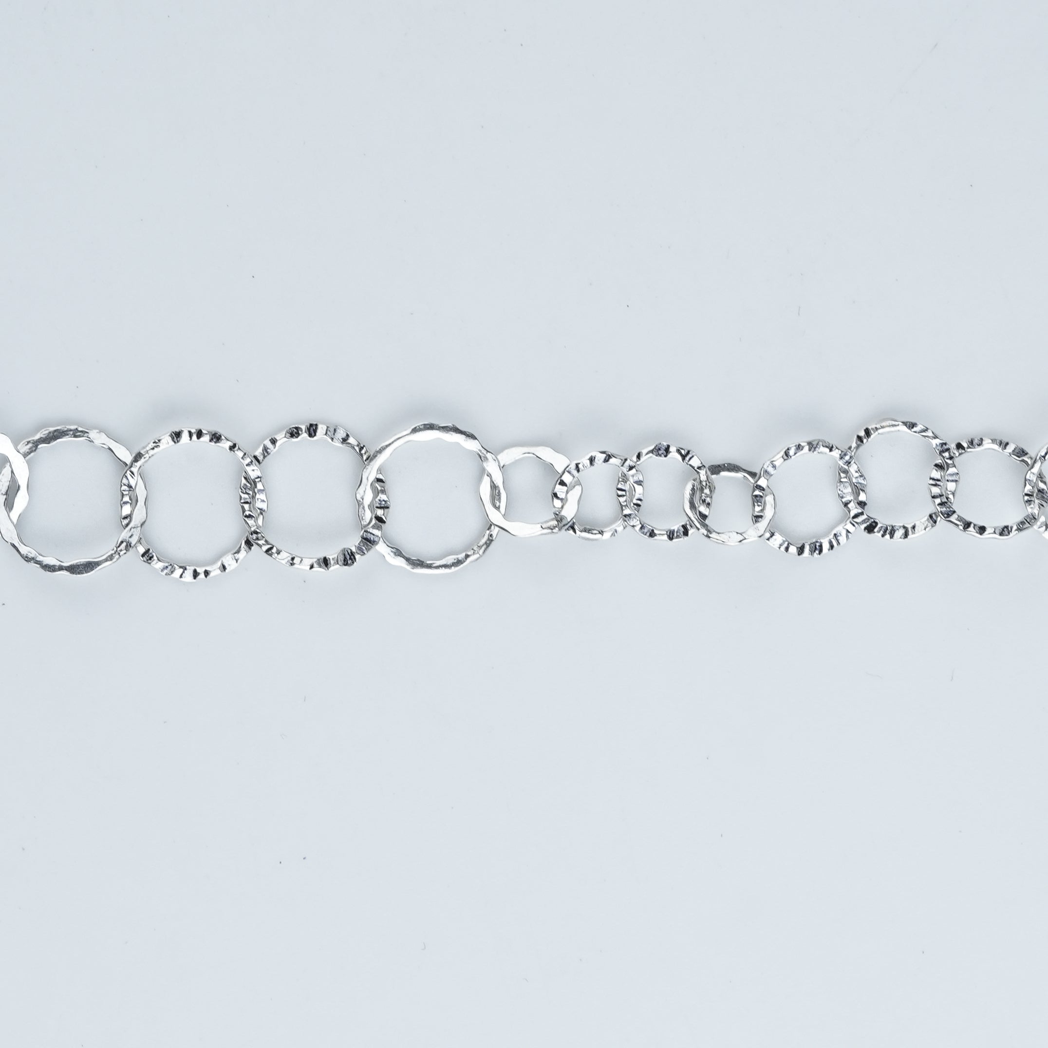 Silver Hammered Circle Chain Long Necklace