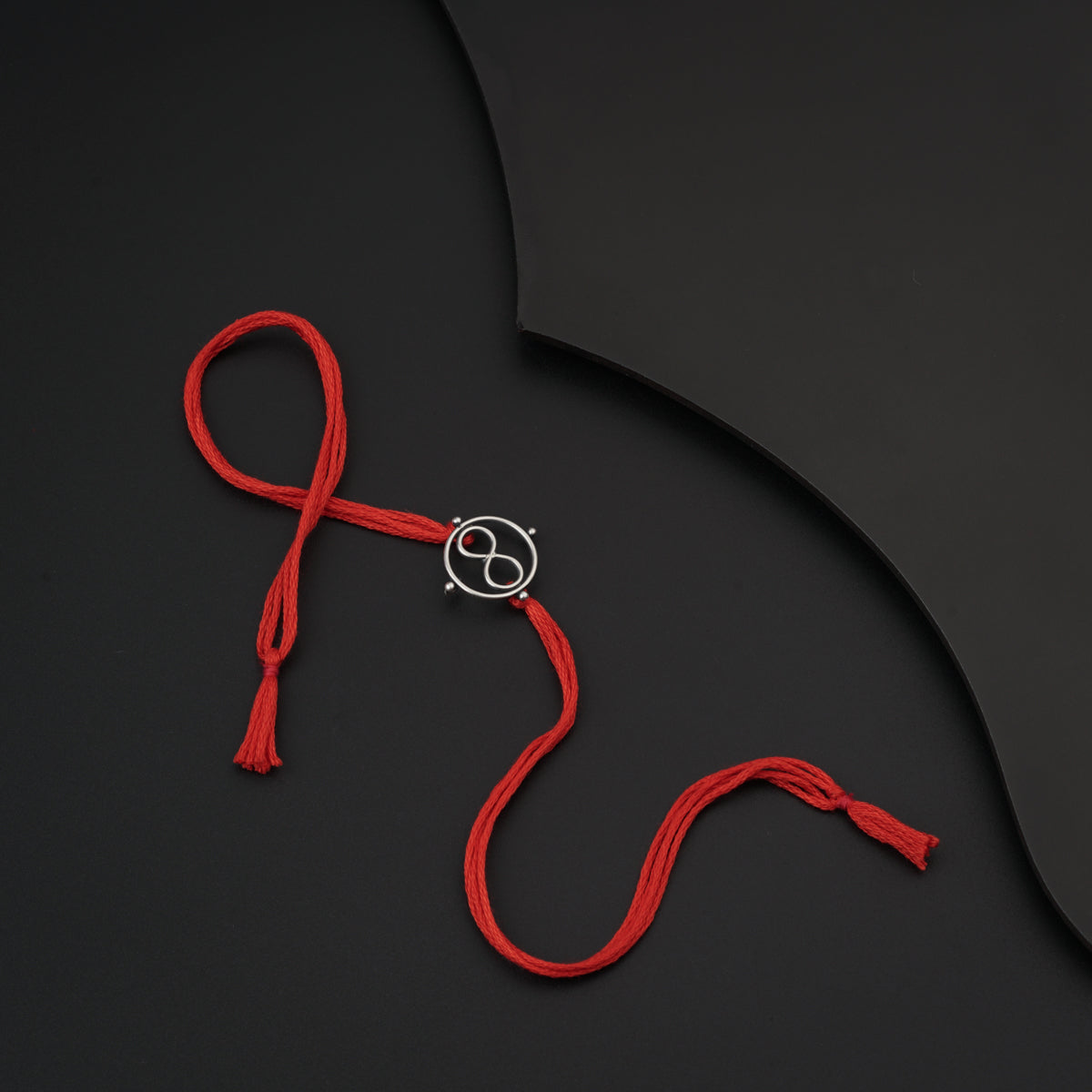 Silver Infinity Round Rakhi: Small