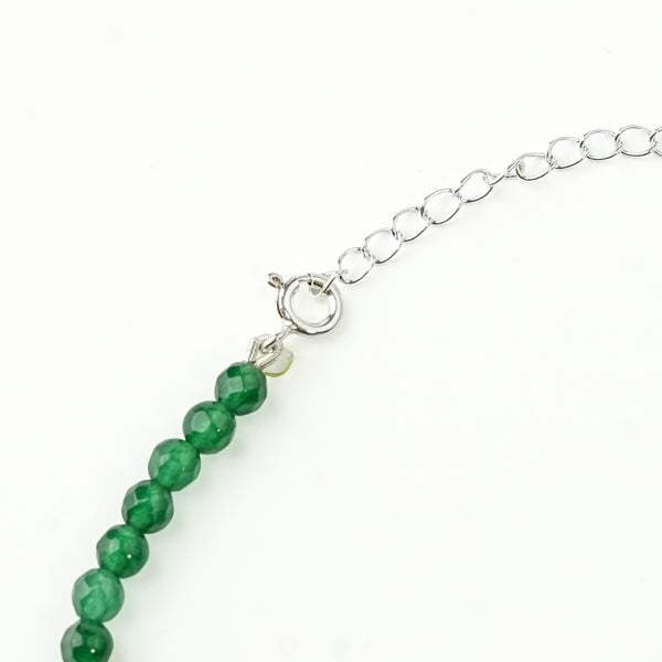 Silver Anklet - Garnet and Green Onyx