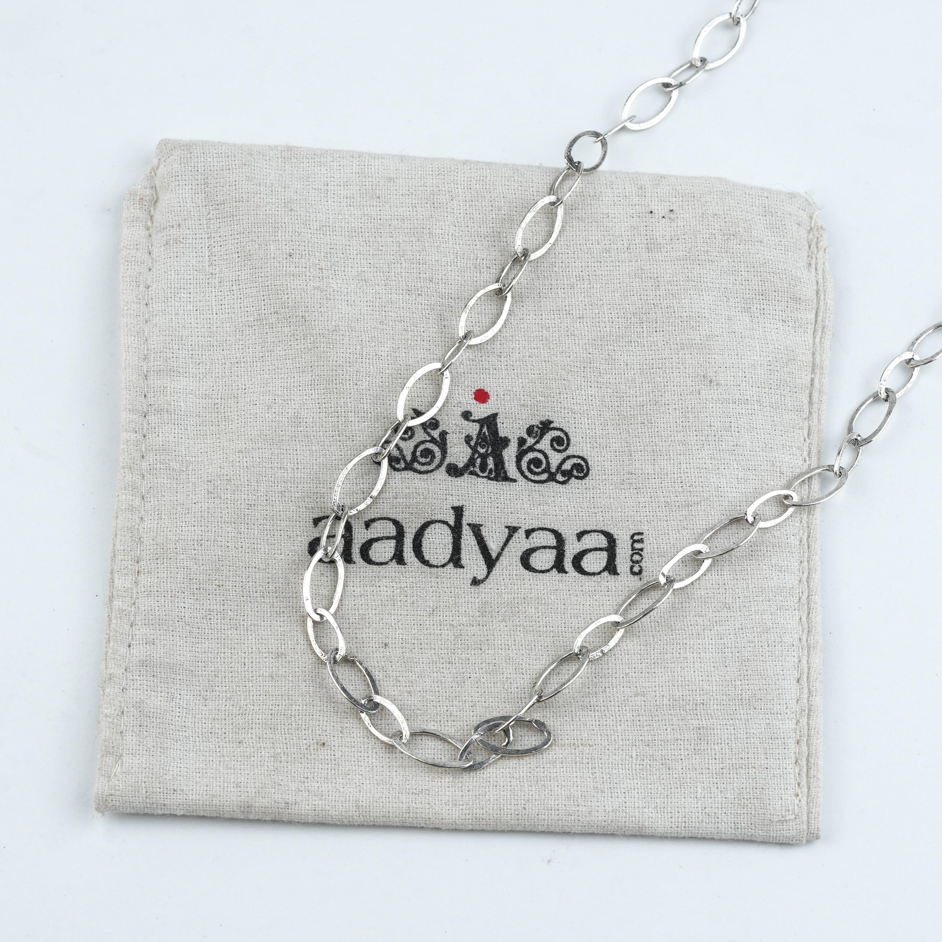 Silver Oval Link Long Necklace
