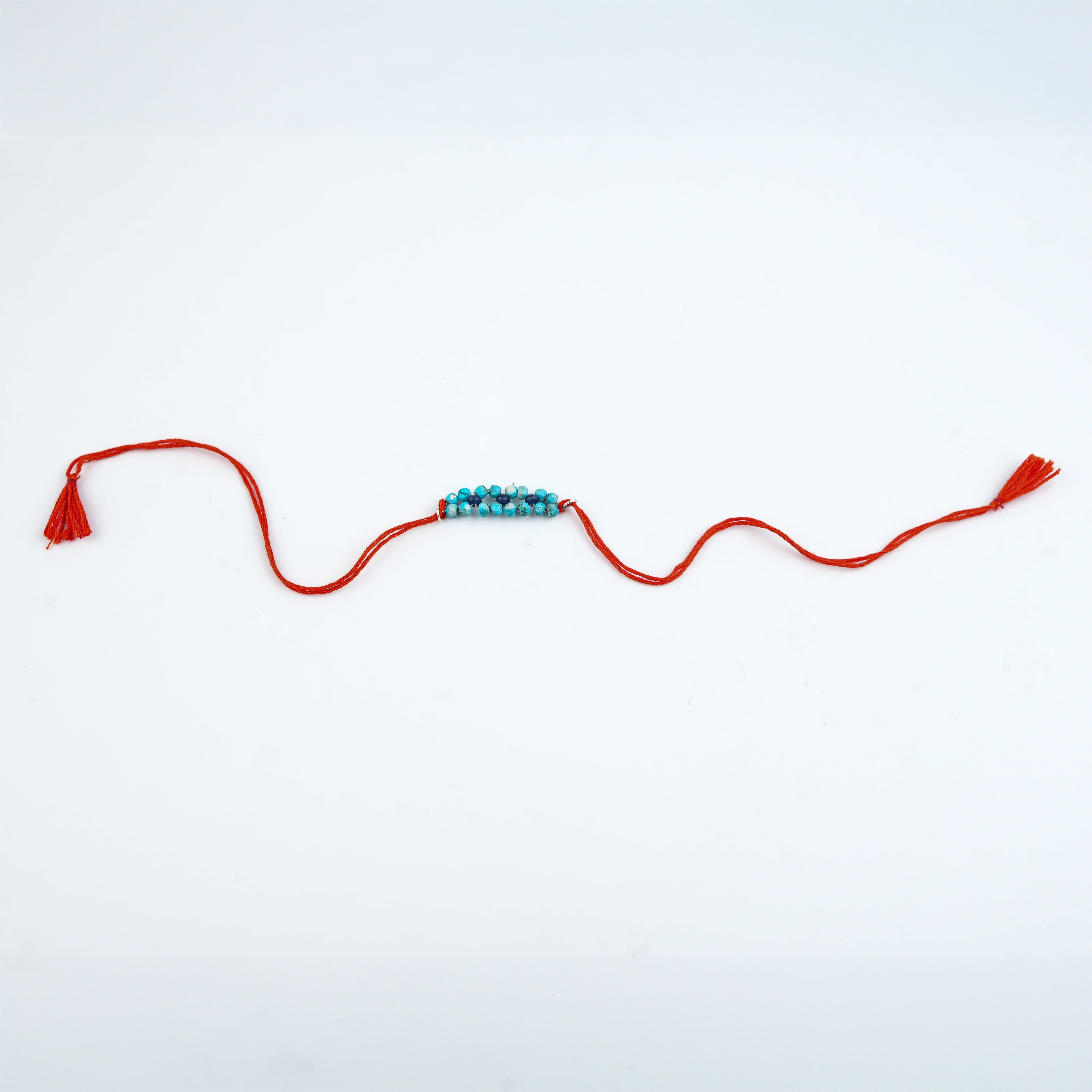 Turquoise & Blue Jade Handmade Silver Rakhi