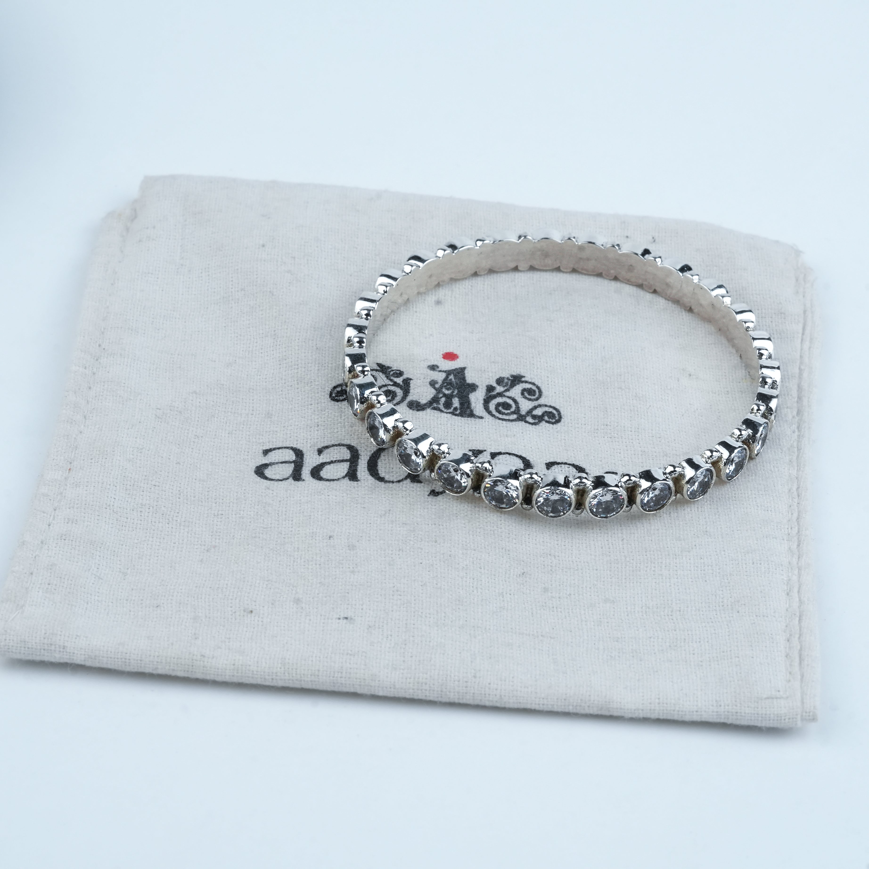 Silver Bangle with White CZ Stone