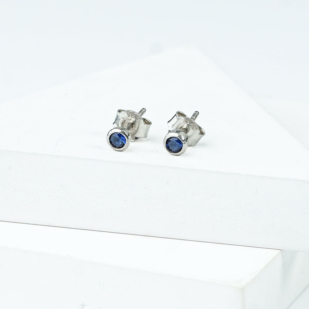 Tiny Blue CZ Stud