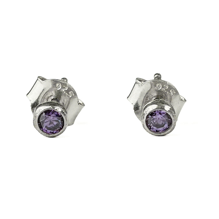 Tiny Purple CZ Stud