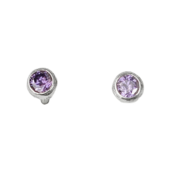 Tiny Purple CZ Stud