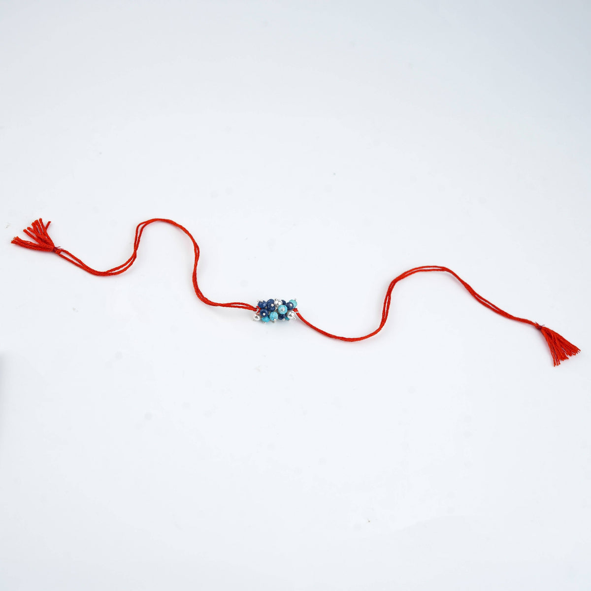 Turquoise, Blue Jade & Pearl Handmade Silver Rakhi