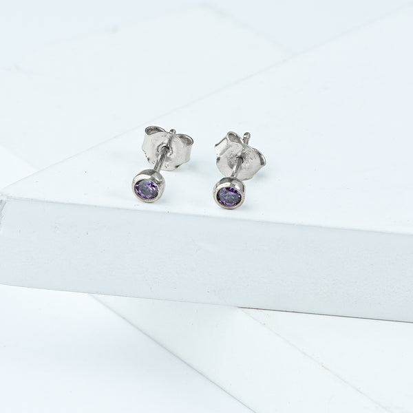 Tiny Purple CZ Stud