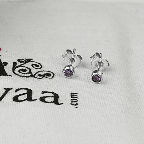 Tiny Purple CZ Stud