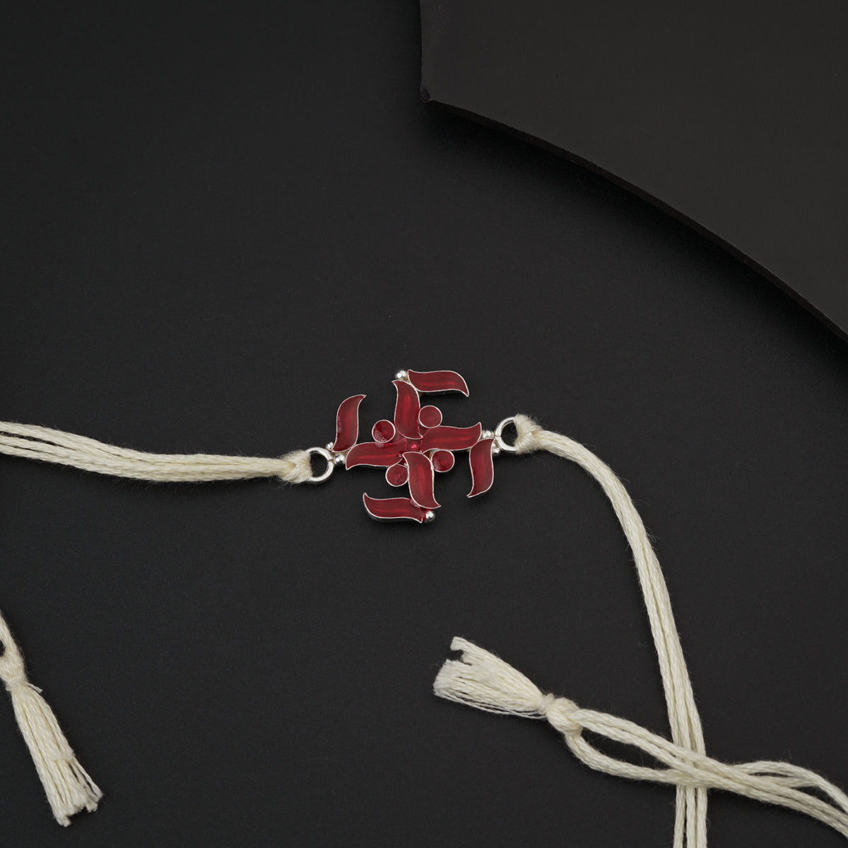 Silver Meenakari Swastik Rakhi