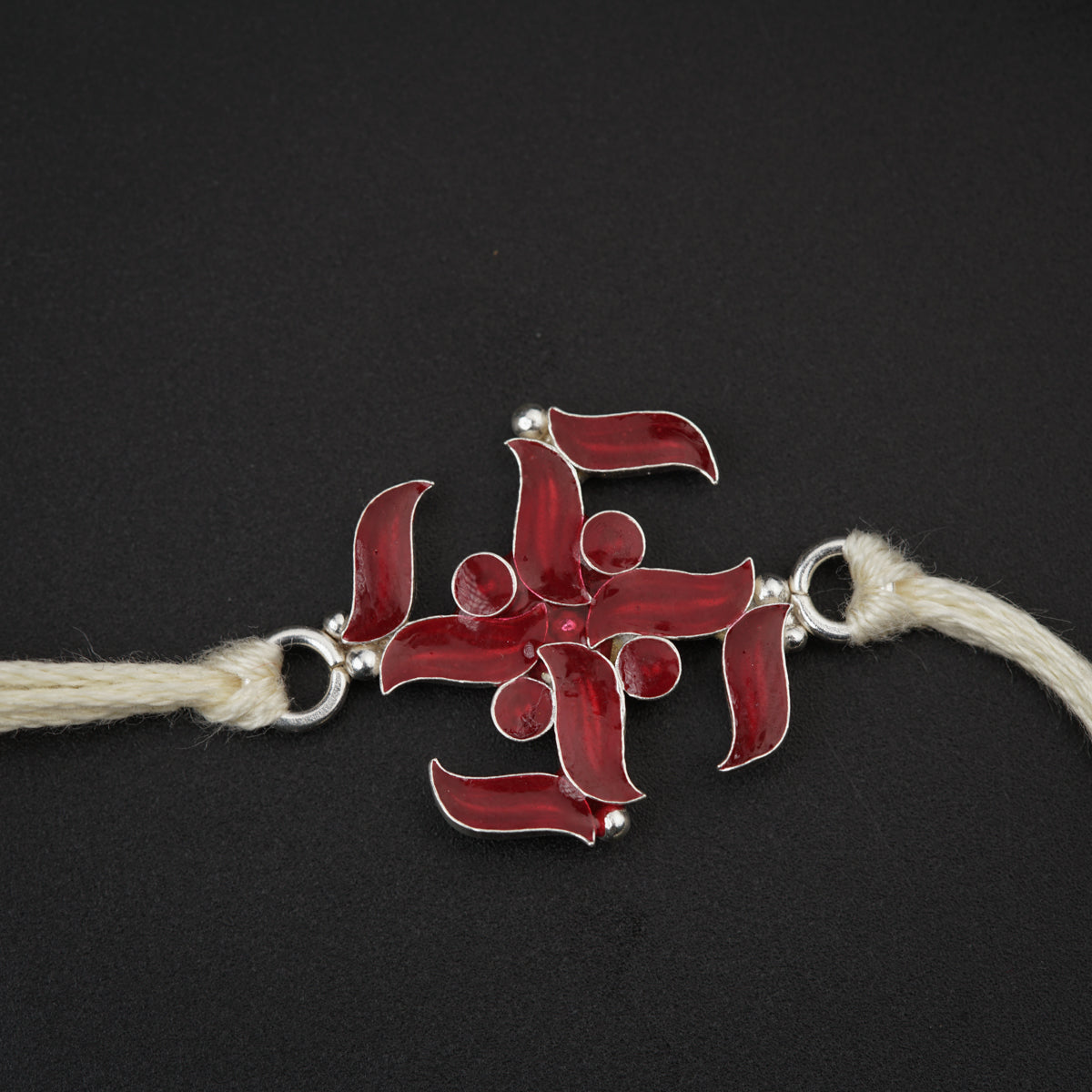 Silver Meenakari Swastik Rakhi