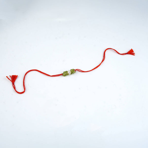 Peridot & Pearl Handmade Silver Rakhi
