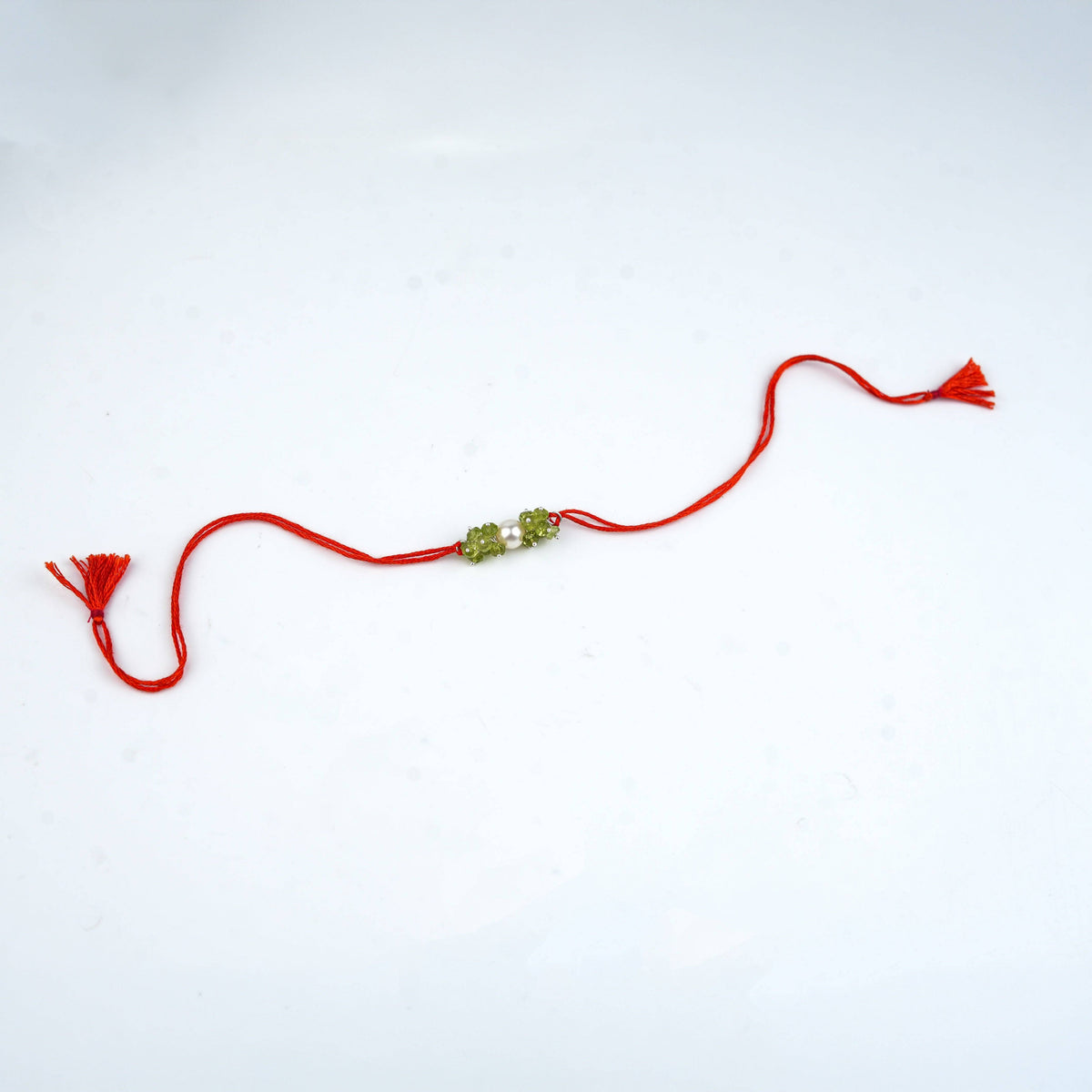Peridot & Pearl Handmade Silver Rakhi