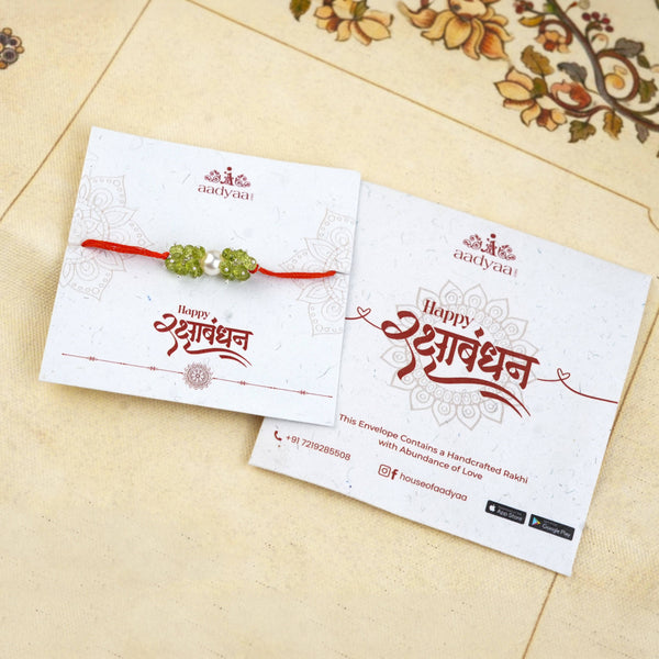 Peridot & Pearl Handmade Silver Rakhi