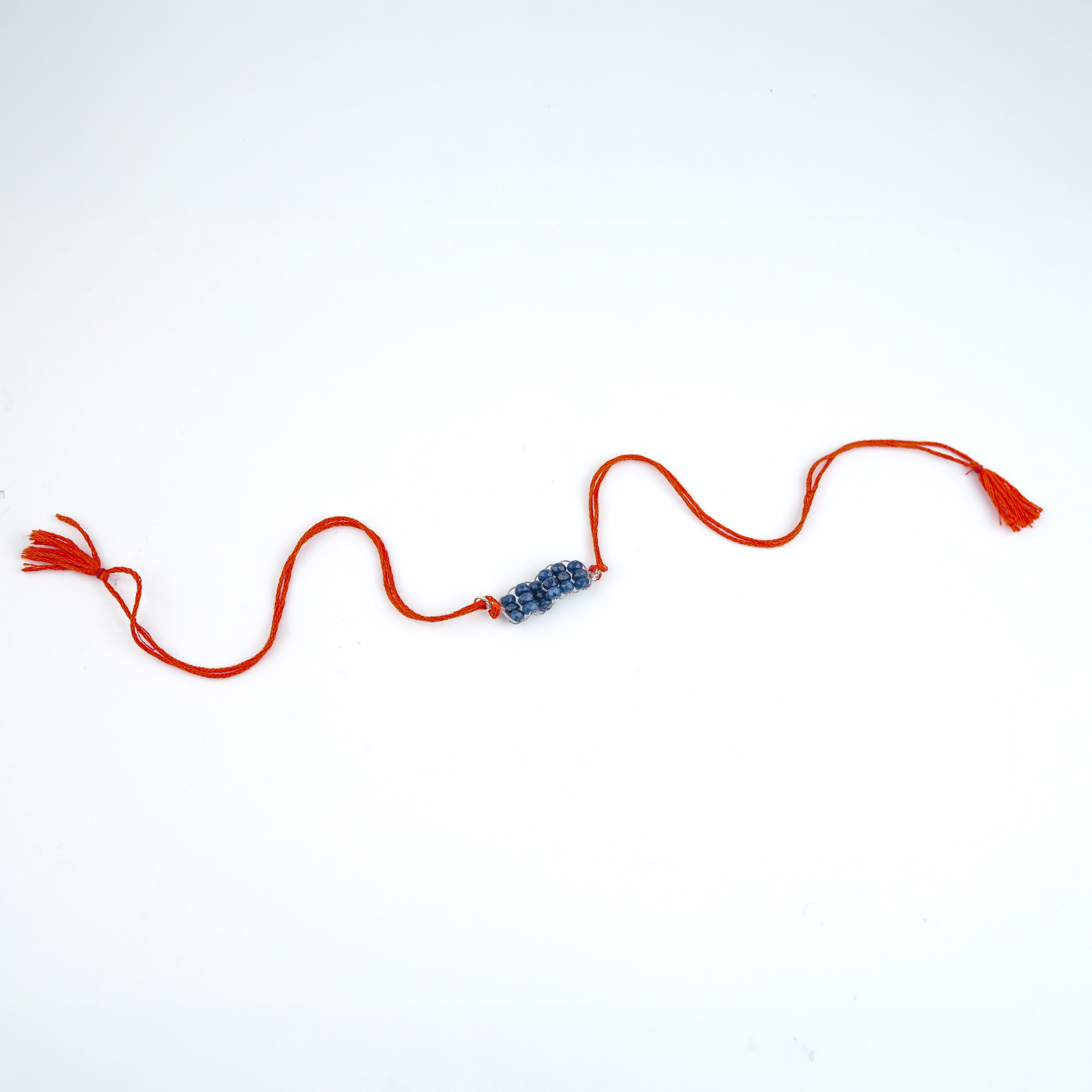 Blue Agate Handmade Silver Rakhi