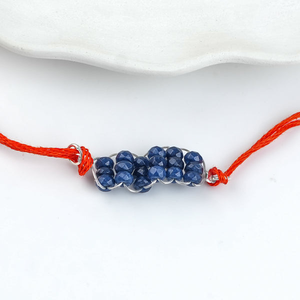 Blue Agate Handmade Silver Rakhi