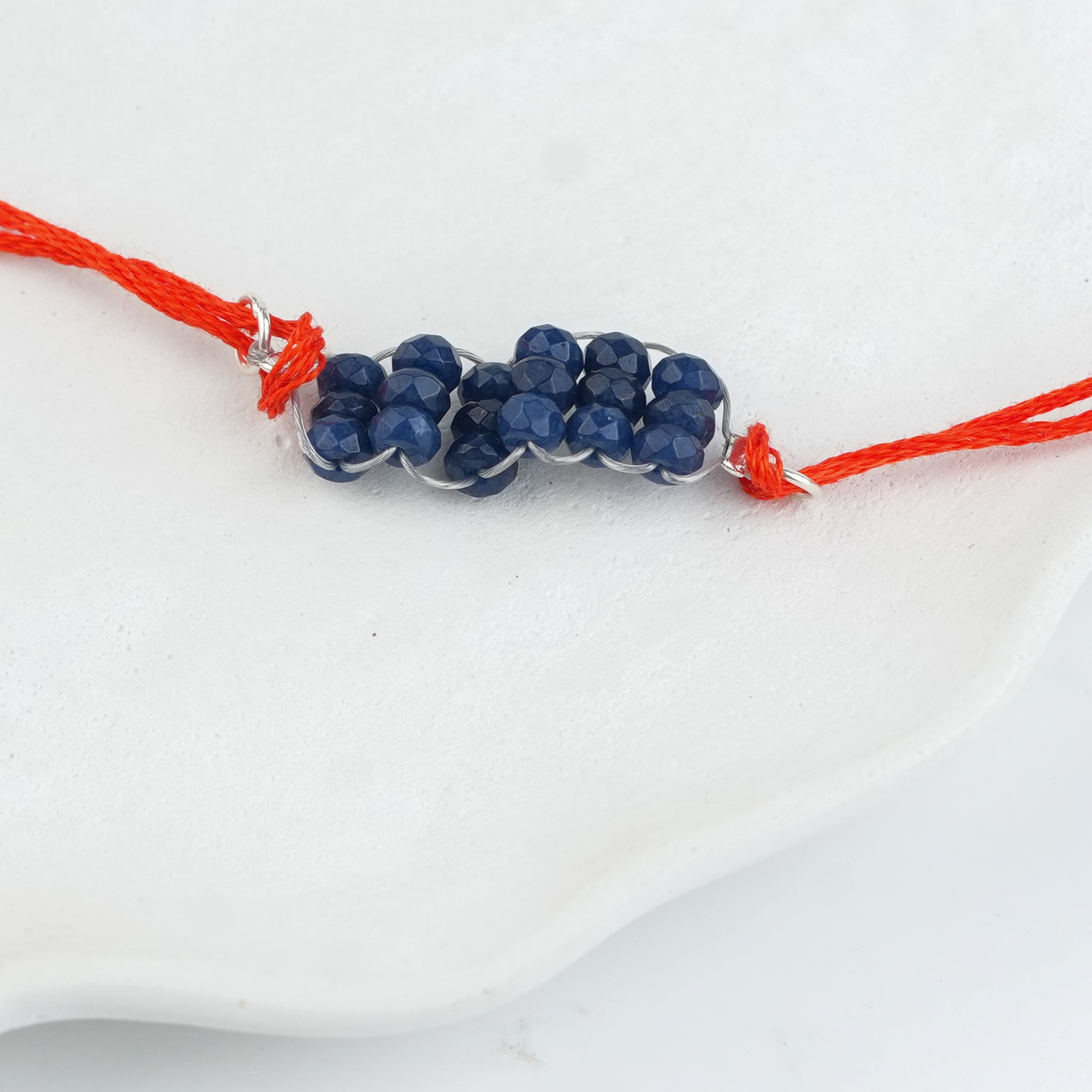 Blue Agate Handmade Silver Rakhi