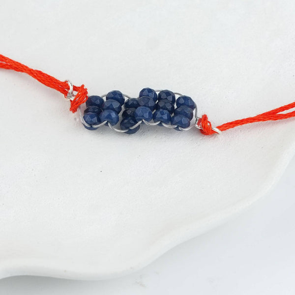 Blue Agate Handmade Silver Rakhi