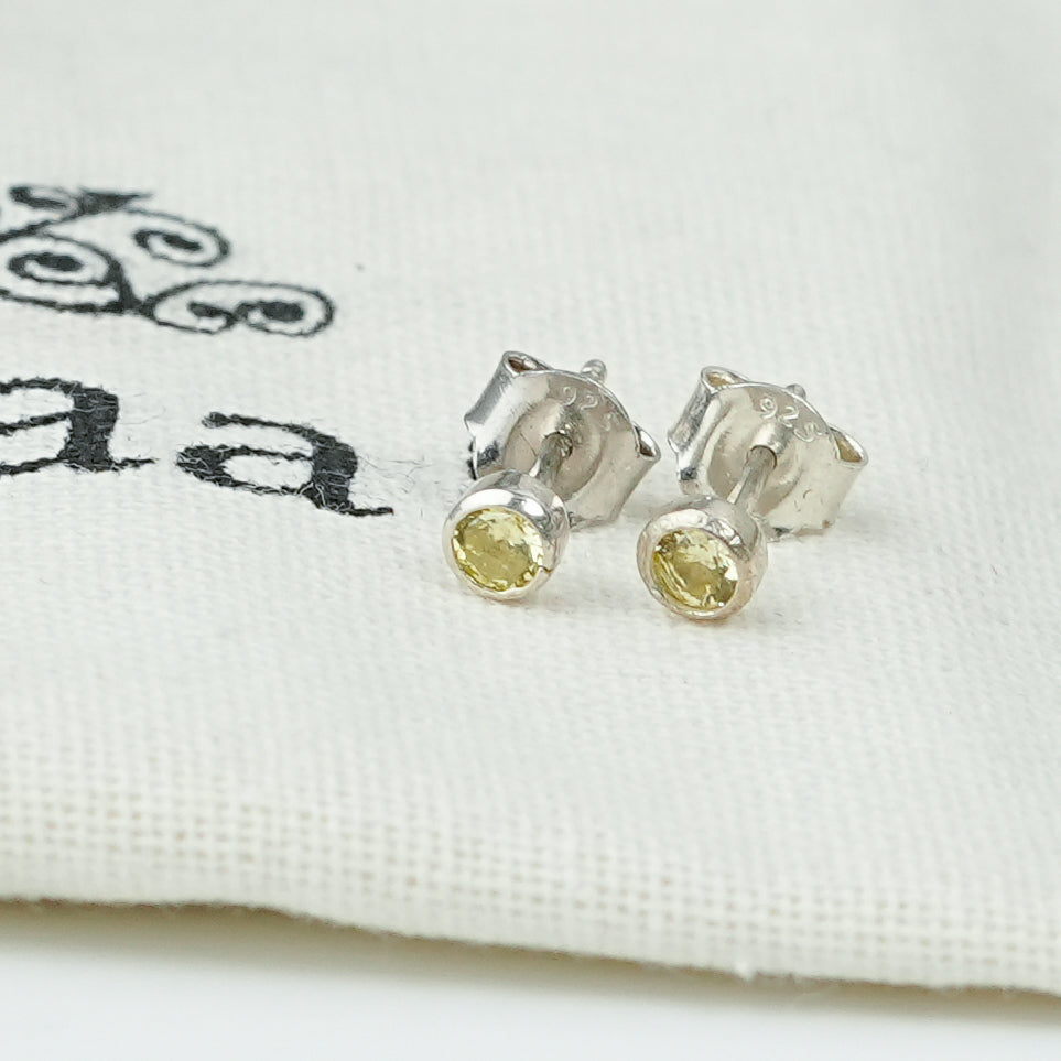 Tiny Yellow CZ Stud