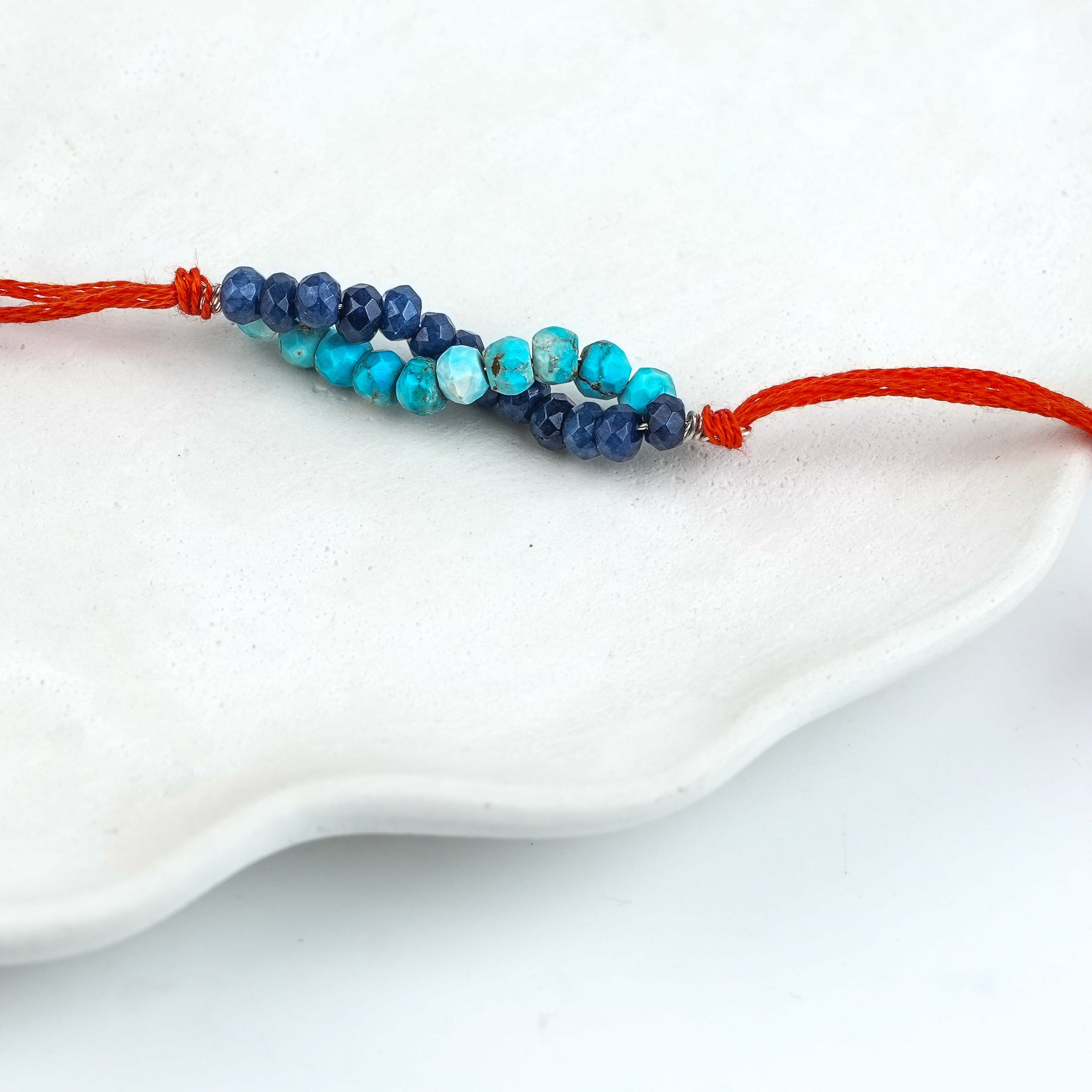 Turquoise & Blue Jade Handmade Silver Rakhi