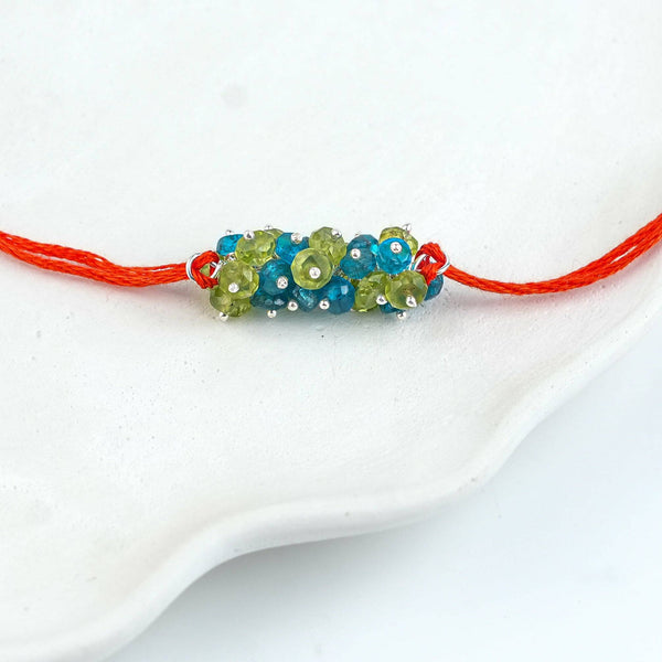Rhodolite & Peridot Handmade Silver Rakhi