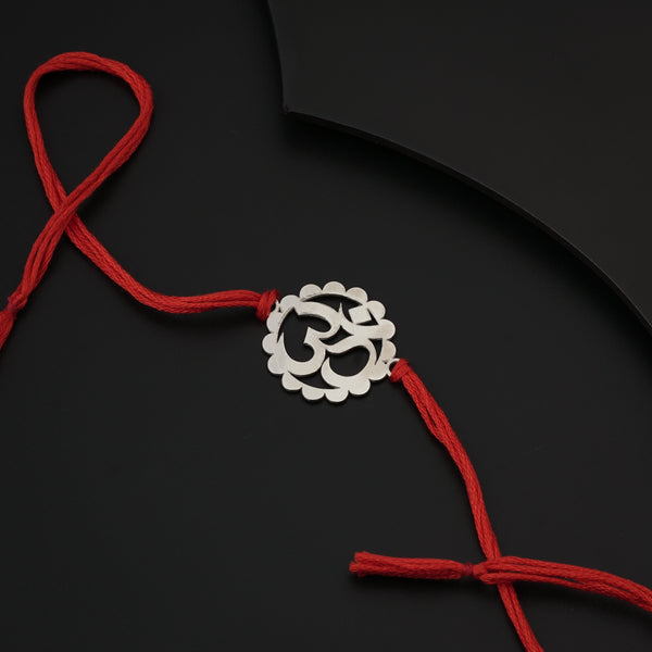 Silver Laser cut Om Rakhi: Big