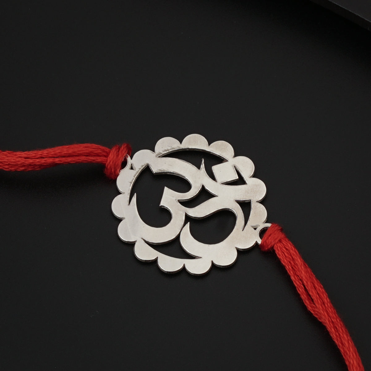 Silver Laser cut Om Rakhi: Big