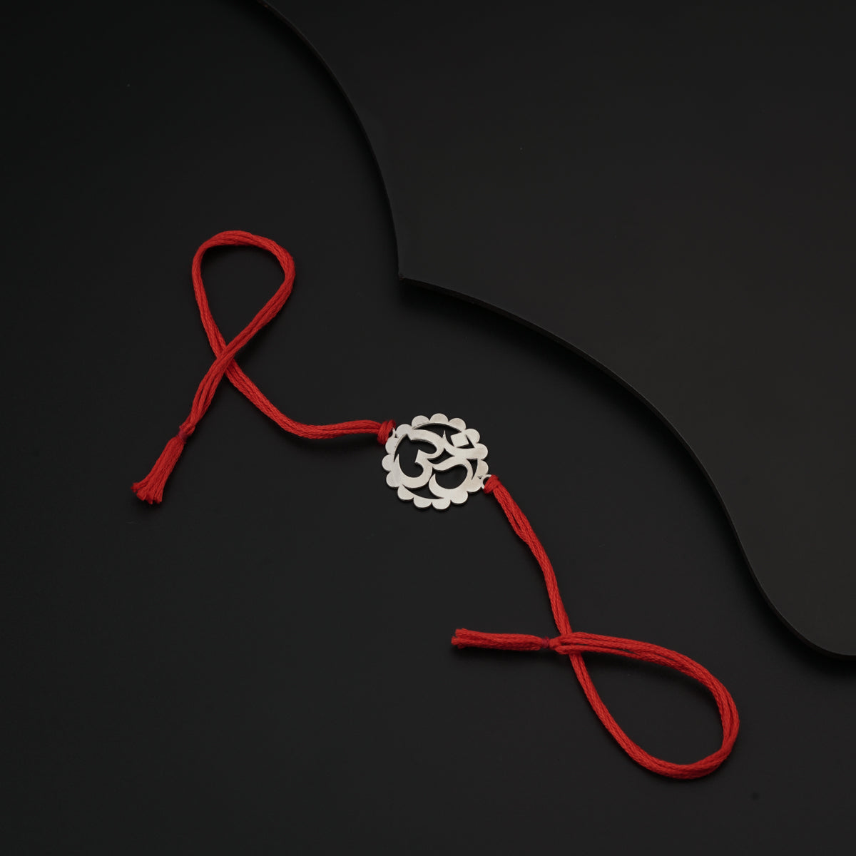 Silver Laser cut Om Rakhi: Big