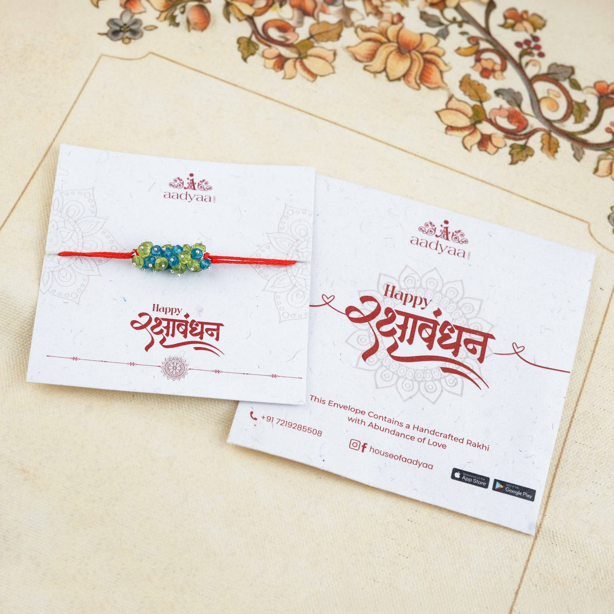 Rhodolite & Peridot Handmade Silver Rakhi