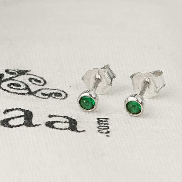 Tiny Green CZ Stud