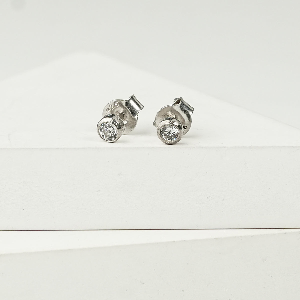 Tiny White CZ Stud