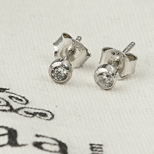 Tiny White CZ Stud
