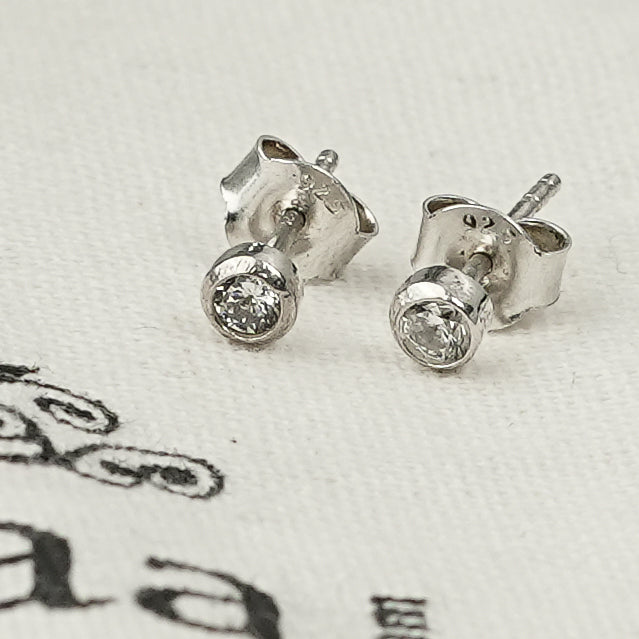 Tiny White CZ Stud
